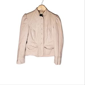 Cream Puff Pinstripe Structured Puff Sleeve Blazer